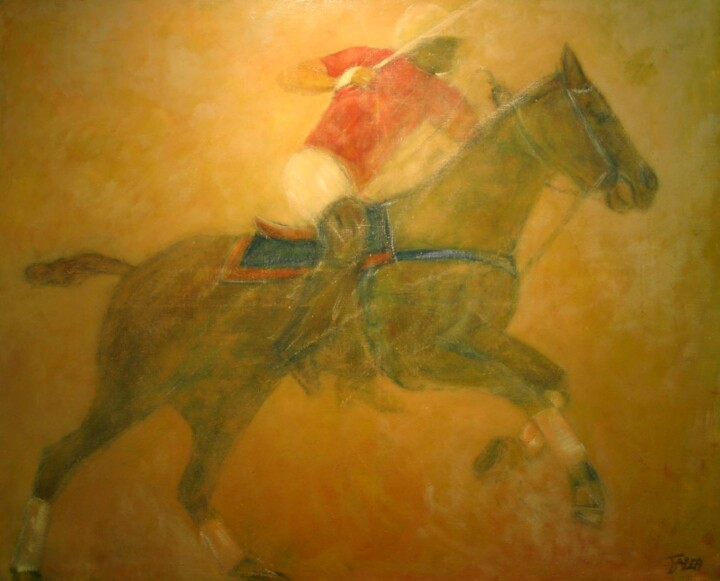 Painting titled "polo" by Béatrice Farge, Original Artwork, Oil Mounted on Wood Stretcher frame