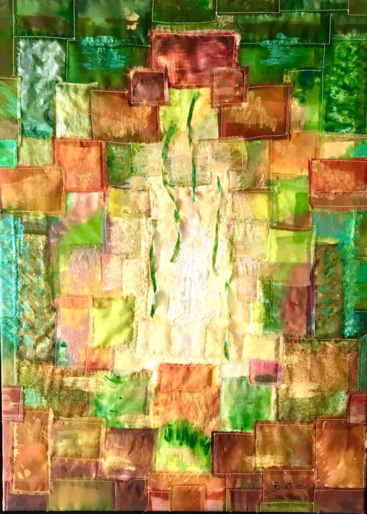 Art textile intitulée "AUTOMNE" par Béatrice Marty, Œuvre d'art originale, Patchwork Monté sur Châssis en bois