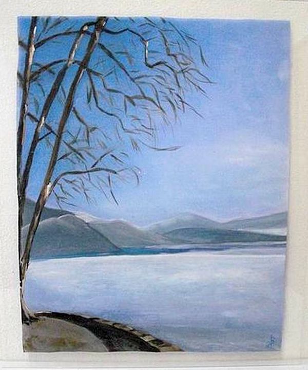 Painting titled "LE LAC D'ANNECY" by Béatrice Marty, Original Artwork, Other