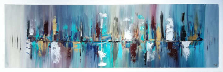 Painting titled "Horizon" by Twiggy, Original Artwork, Acrylic Mounted on Wood Stretcher frame