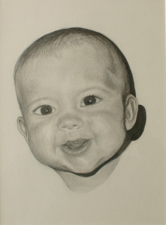 Dessin intitulée "Portrait de bébé 1" par Béatrice Mitry, Œuvre d'art originale, Conté