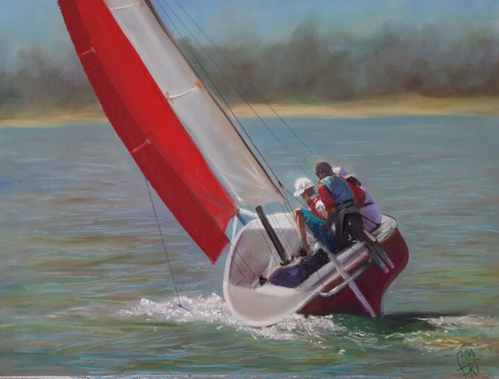 Pintura titulada "Sailing I" por Béatrice Mitry, Obra de arte original, Pastel