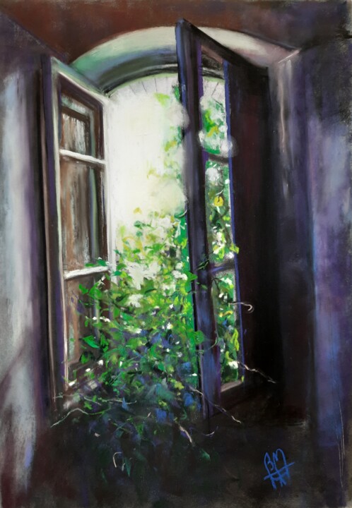 Peinture intitulée "Fenêtre I" par Béatrice Mitry, Œuvre d'art originale, Pastel