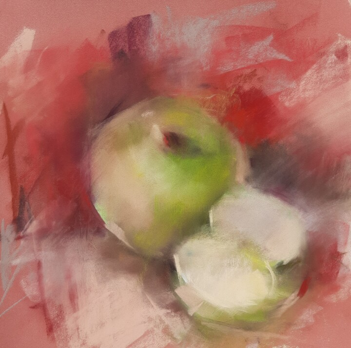 Painting titled "Pommes I" by Béatrice Mitry, Original Artwork, Pastel