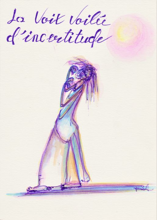 Dessin intitulée "l'être intérieur n°…" par Béatrice Pillard, Œuvre d'art originale, Stylo à bille