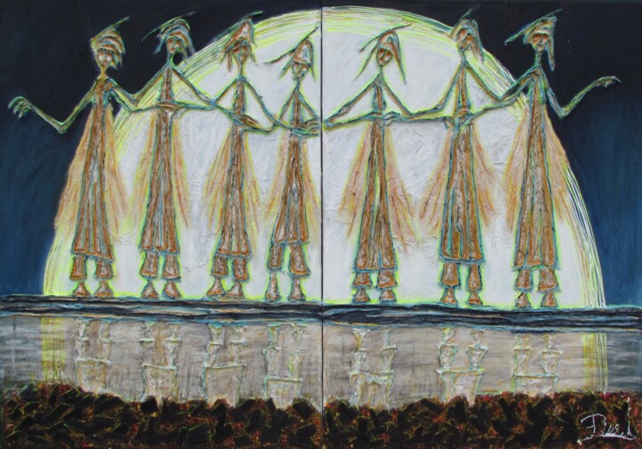 Peinture intitulée "le miroir de l'âme 2" par Béatrice Pillard, Œuvre d'art originale, Huile Monté sur Châssis en bois