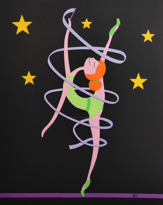Collagen mit dem Titel "Lia, l’athlète aéri…" von Beatrice Sartori, Original-Kunstwerk, Collagen