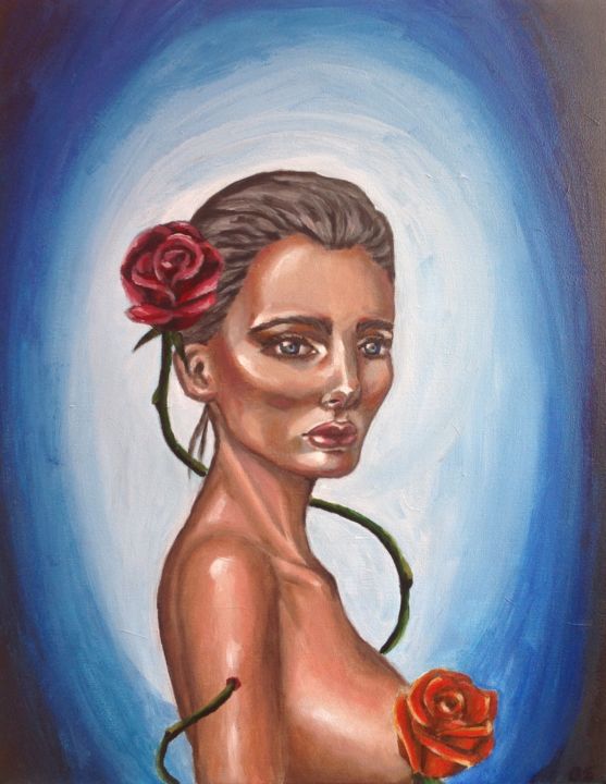 Painting titled "Made of Roses" by Beatrice Sipaviciute, Original Artwork, Acrylic