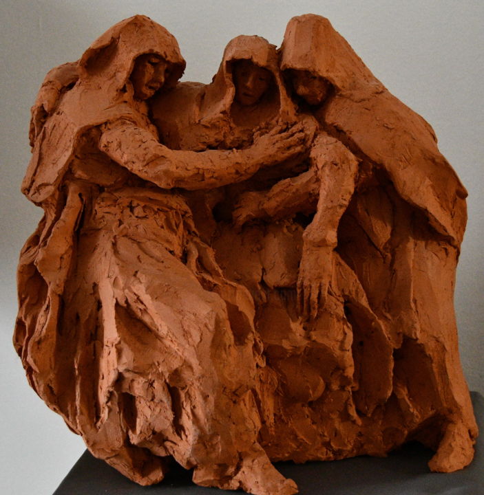 Sculptuur getiteld "Anéantissement" door Bhyest, Origineel Kunstwerk, Terra cotta