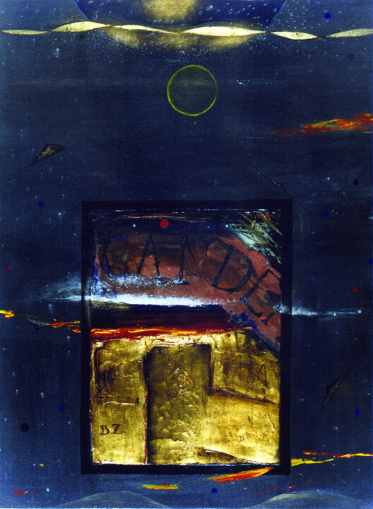 Painting titled "LUNA IV" by Beatriz Zucaro, Original Artwork, Acrylic Mounted on Wood Stretcher frame