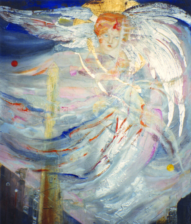 Pintura titulada "ANGEL CUPIDO." por Beatriz Zucaro, Obra de arte original, Acrílico Montado en Bastidor de camilla de madera