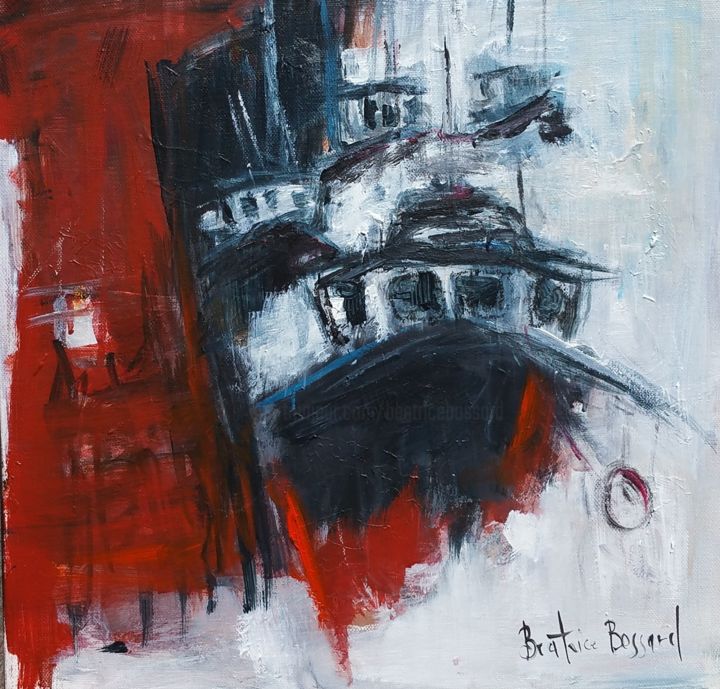 Painting titled "Au Port" by Beatrice Bossard, Original Artwork, Acrylic
