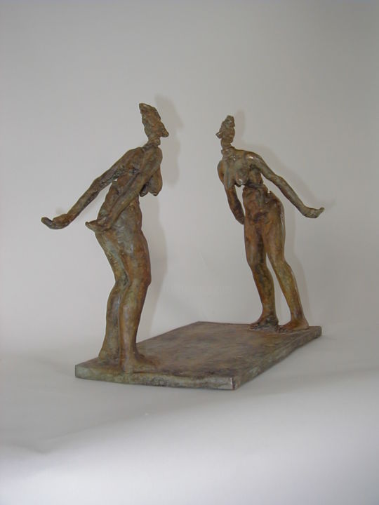 Sculpture titled "Les mots" by Béatrice De Greef, Original Artwork, Bronze