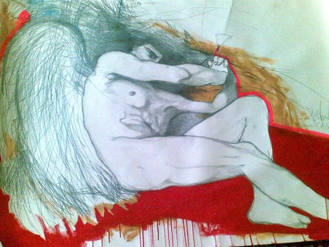 Pittura intitolato "Fallen Angel" da Beatrice Feo Filangeri, Opera d'arte originale,