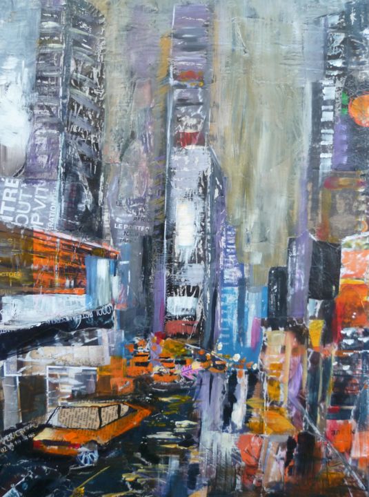 Painting titled "Times-Square" by Bea Rialland, Original Artwork, Acrylic