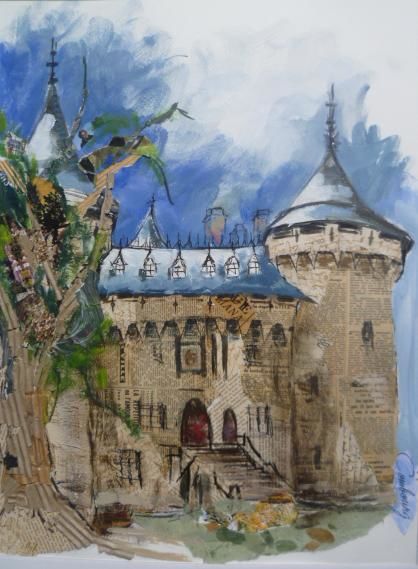 Painting titled "Combourg,un château…" by Bea Rialland, Original Artwork, Acrylic