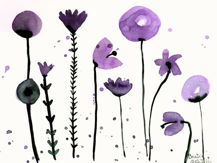 Flores Violetas, Pintura por Beatriz Astudillo | Artmajeur