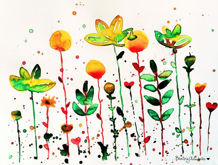 绘画 标题为“Anuncio de primavera” 由Beatriz Astudillo, 原创艺术品, 水彩