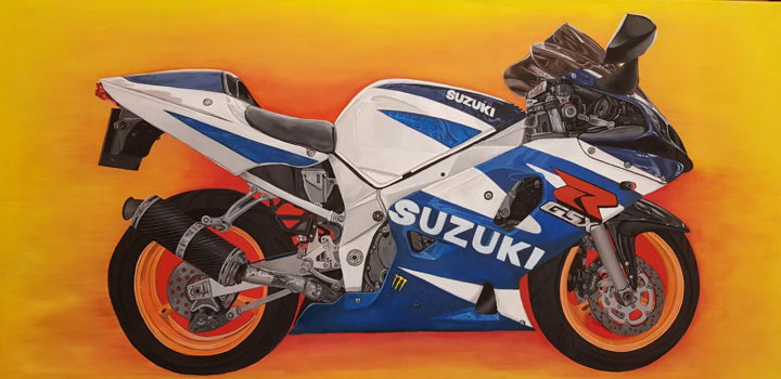 Painting titled "Suzuki moto" by Bebe Oanna, Original Artwork, Acrylic