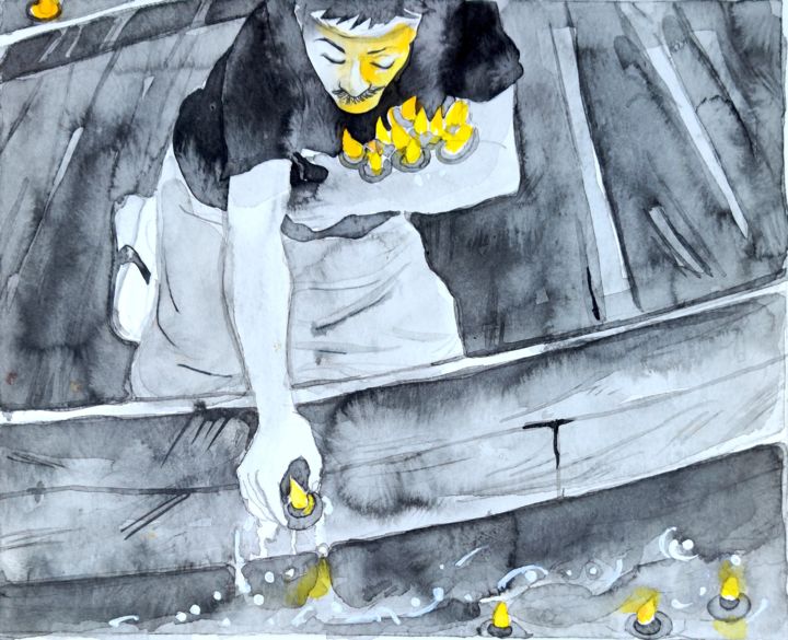 Peinture intitulée "Old Story4" par Bebek Rana, Œuvre d'art originale, Aquarelle