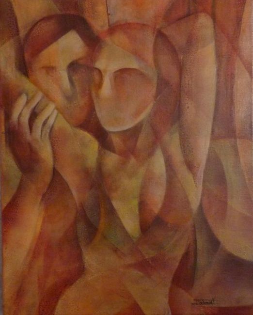 Peinture intitulée "dans tes bras 3" par Schmidt Isabelle, Œuvre d'art originale
