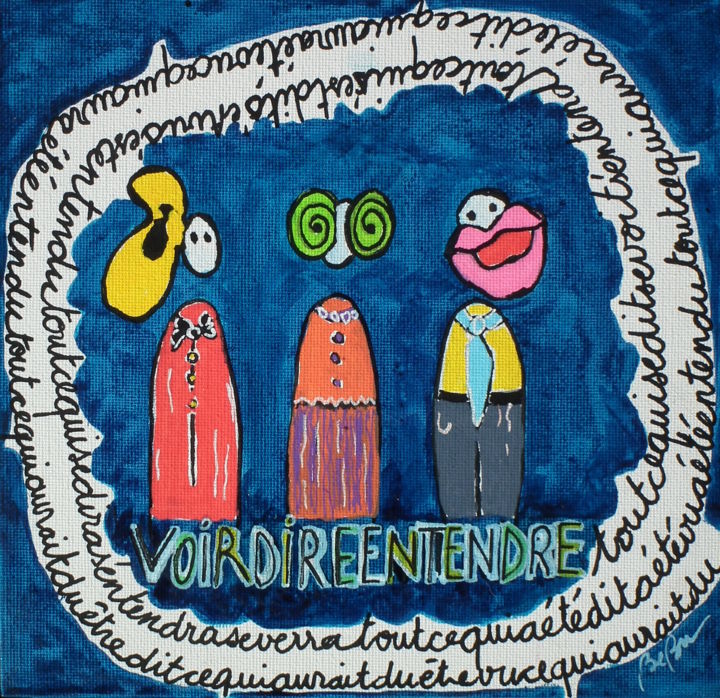 Peinture intitulée "Voir, dire, entendre" par Bebu, Œuvre d'art originale, Acrylique