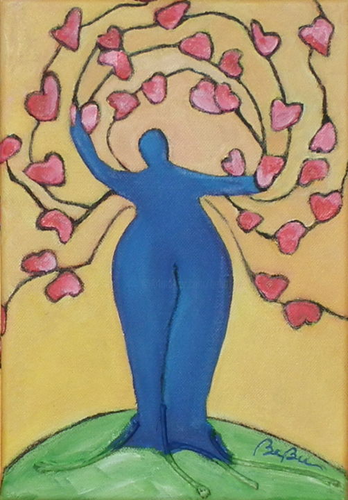 Pintura titulada "L'arbre bleu" por Bebu, Obra de arte original, Oleo