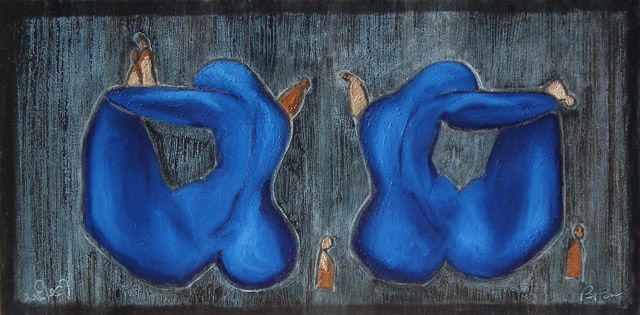 Pintura titulada "Filanin (Jumelles)" por Bebu, Obra de arte original, Oleo