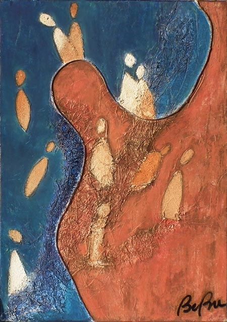 Peinture intitulée "Arbre à palabre IV" par Bebu, Œuvre d'art originale, Huile