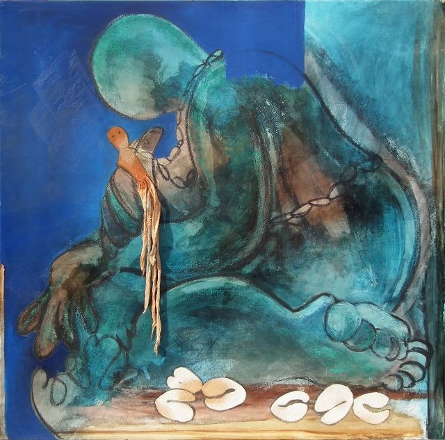Pintura intitulada "Grigri" por Bebu, Obras de arte originais, Óleo