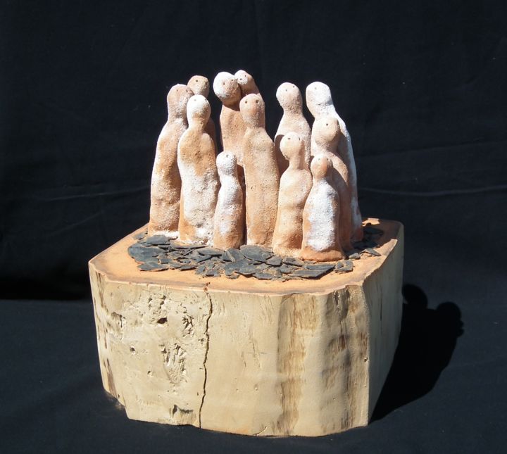 Sculpture titled "Contemplation" by Bebu, Original Artwork, Clay