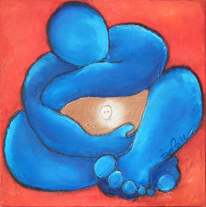 Painting titled "Le nombril du monde" by Bebu, Original Artwork, Oil