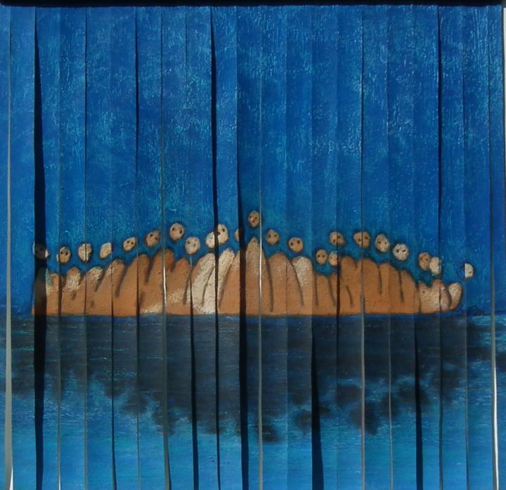 Peinture intitulée "Au clair de lagune" par Bebu, Œuvre d'art originale, Huile