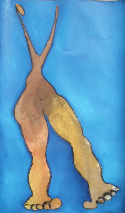 Peinture intitulée "Tête en l'air" par Bebu, Œuvre d'art originale