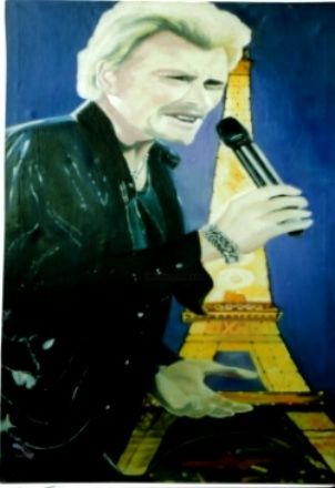 Painting titled "JOHNNY EN L'AN 2000" by Aurore Alexis, Original Artwork