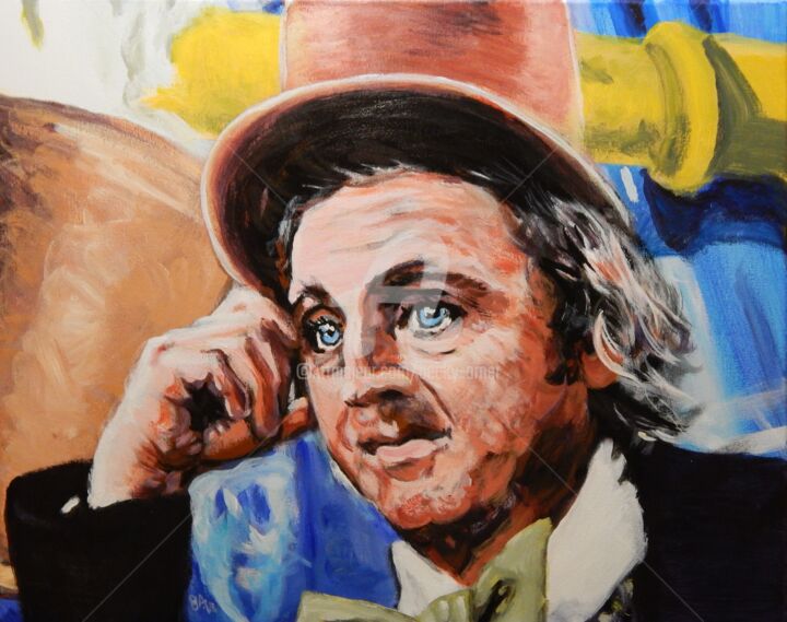 Painting titled "Willy Wonka" by Becky Arner, Original Artwork, Acrylic