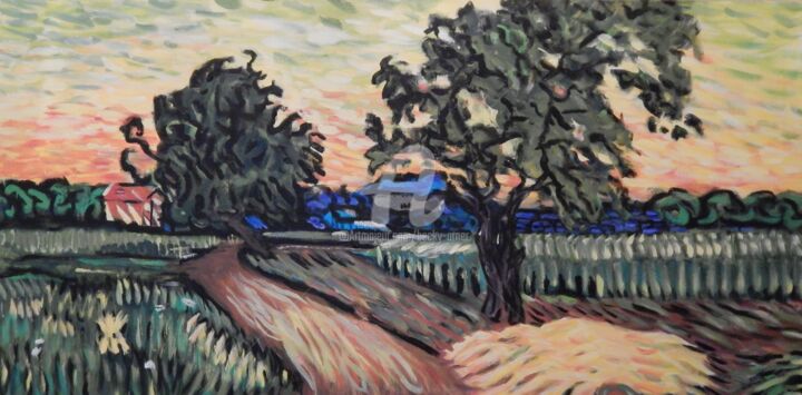 Peinture intitulée "Van Gogh's Landscap…" par Becky Arner, Œuvre d'art originale, Acrylique