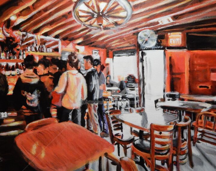 Pintura intitulada "Linda's Tavern, Sea…" por Becky Arner, Obras de arte originais, Acrílico