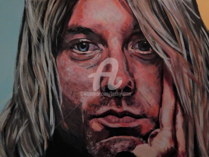 Ζωγραφική με τίτλο "Kurt Very Close" από Becky Arner, Αυθεντικά έργα τέχνης, Ακρυλικό
