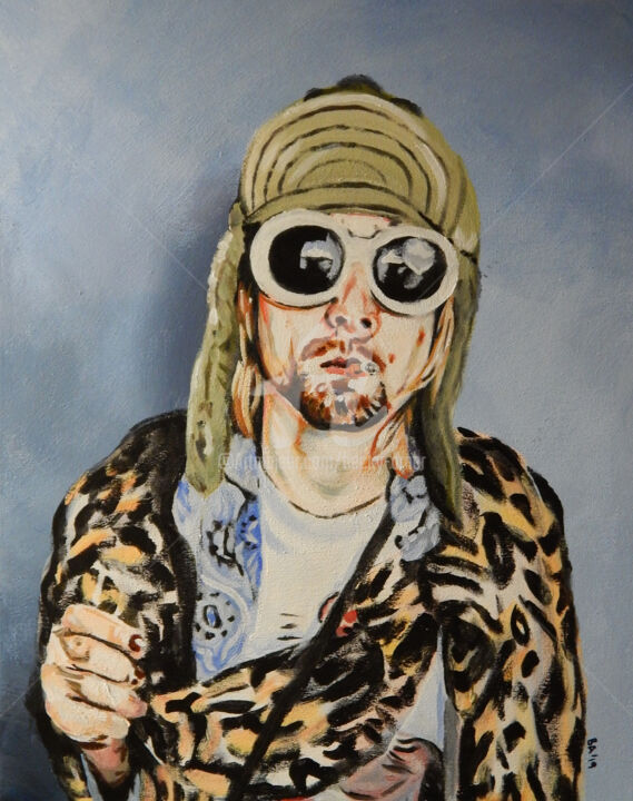 「Kurt Cobain in Sung…」というタイトルの絵画 Becky Arnerによって, オリジナルのアートワーク, アクリル