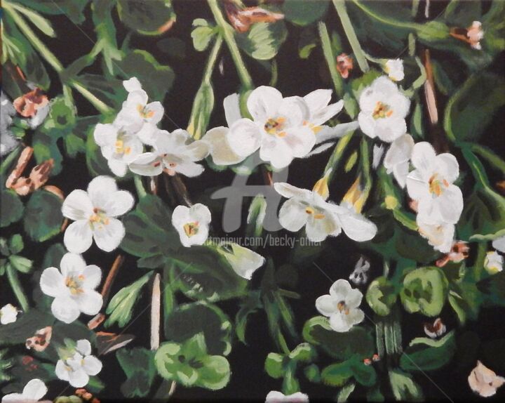 Schilderij getiteld "Little Flowers" door Becky Arner, Origineel Kunstwerk, Acryl