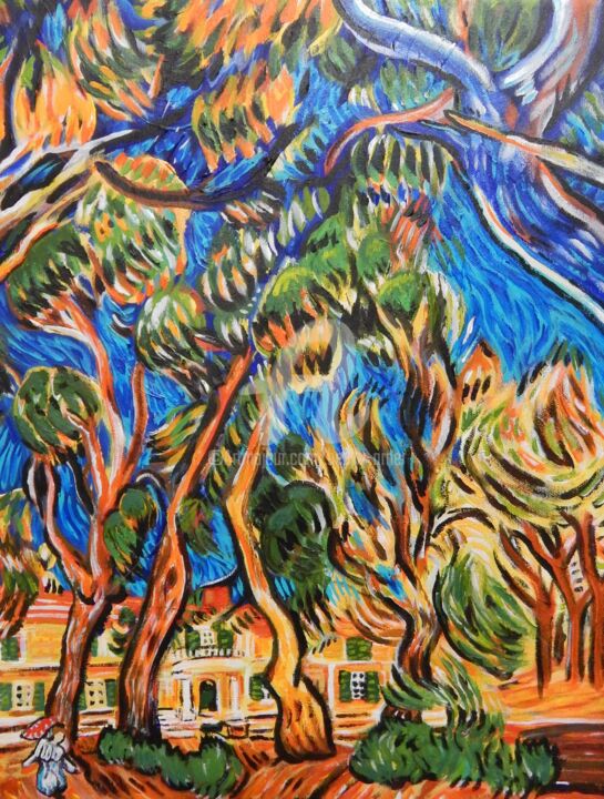 Pittura intitolato "Van Gogh's The Grou…" da Becky Arner, Opera d'arte originale, Acrilico