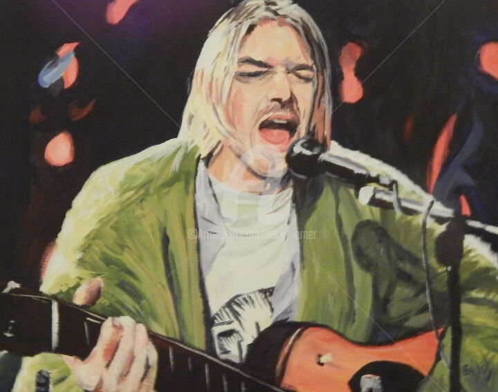 Painting titled "Kurt Cobain at Unpl…" by Becky Arner, Original Artwork