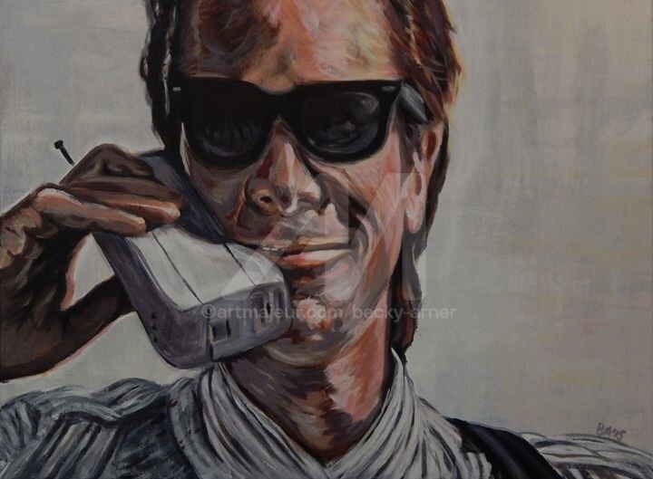 Schilderij getiteld "Patrick Bateman" door Becky Arner, Origineel Kunstwerk