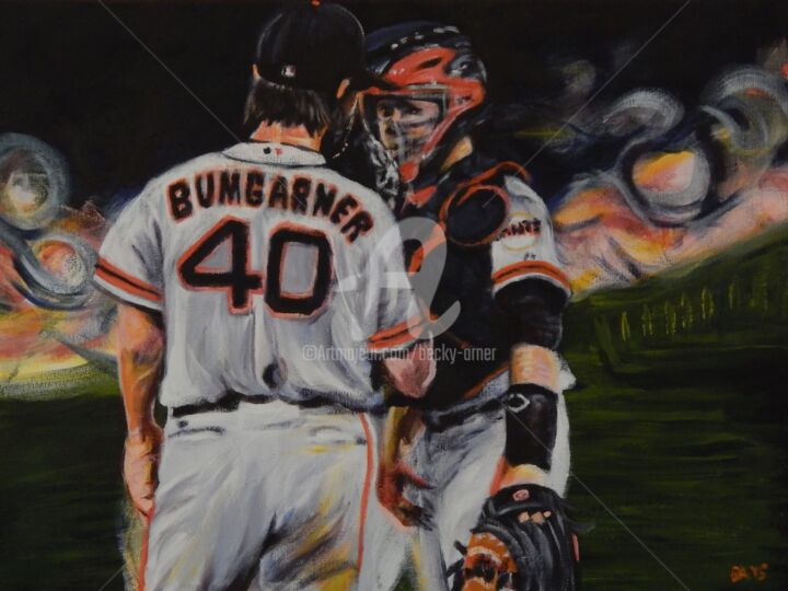 Painting titled "MadBum and Posey" by Becky Arner, Original Artwork, Acrylic