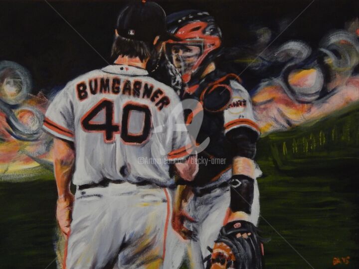 Malerei mit dem Titel "MadBum and Posey" von Becky Arner, Original-Kunstwerk, Acryl