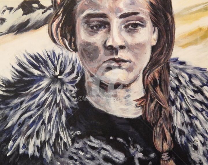 Pintura intitulada "Sansa Stark" por Becky Arner, Obras de arte originais, Acrílico