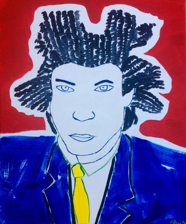 Painting titled "Basquiat dans ses c…" by Clara Becq, Original Artwork, Acrylic Mounted on Wood Stretcher frame