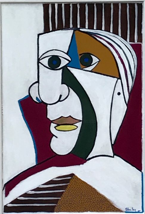 Painting titled "Picasso" by Clara Becq, Original Artwork, Acrylic Mounted on Other rigid panel