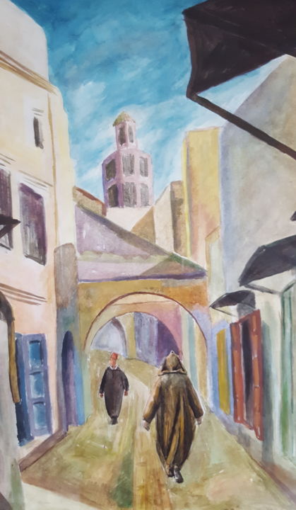 Painting titled "tetouan traditionel…" by Be Youn, Original Artwork, Gouache